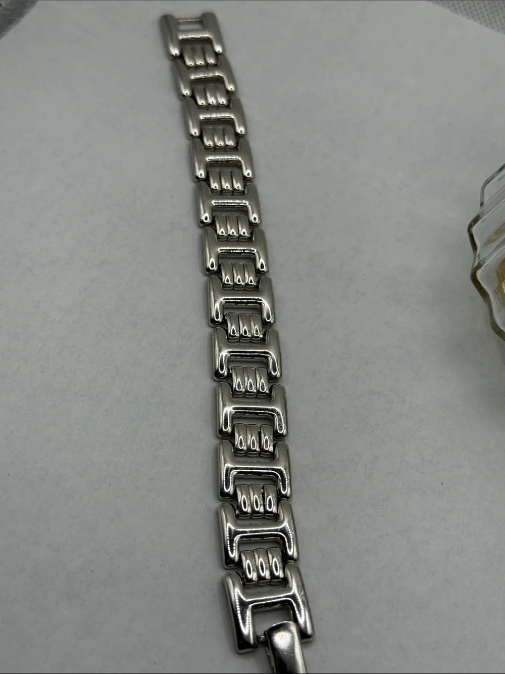 Classic Vintage Monet Chunky Silver tone open work Link Bracelet Sz 7